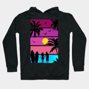 Retro Synthwave Inspired Beach Silhouette Hoodie